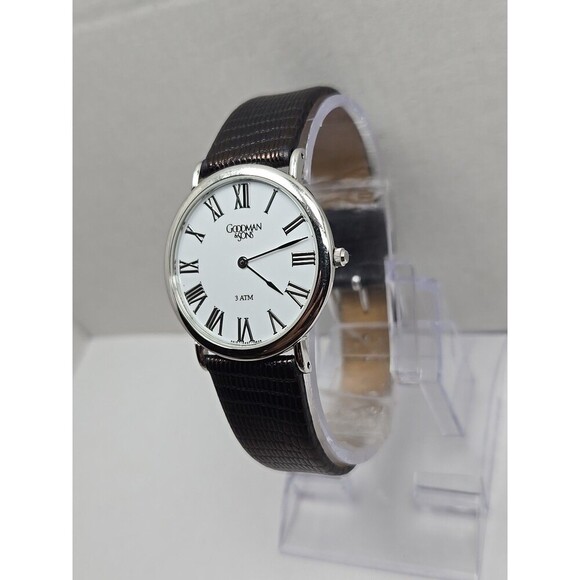 Goodman And Sons Quartz Dress Watch Roman Numerals Stainless Steel New Battery - Picture 2 of 11
